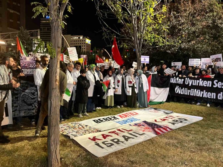 Ankara’da ABD Büyükelçiliği önünde Filistin’e destek eylemi