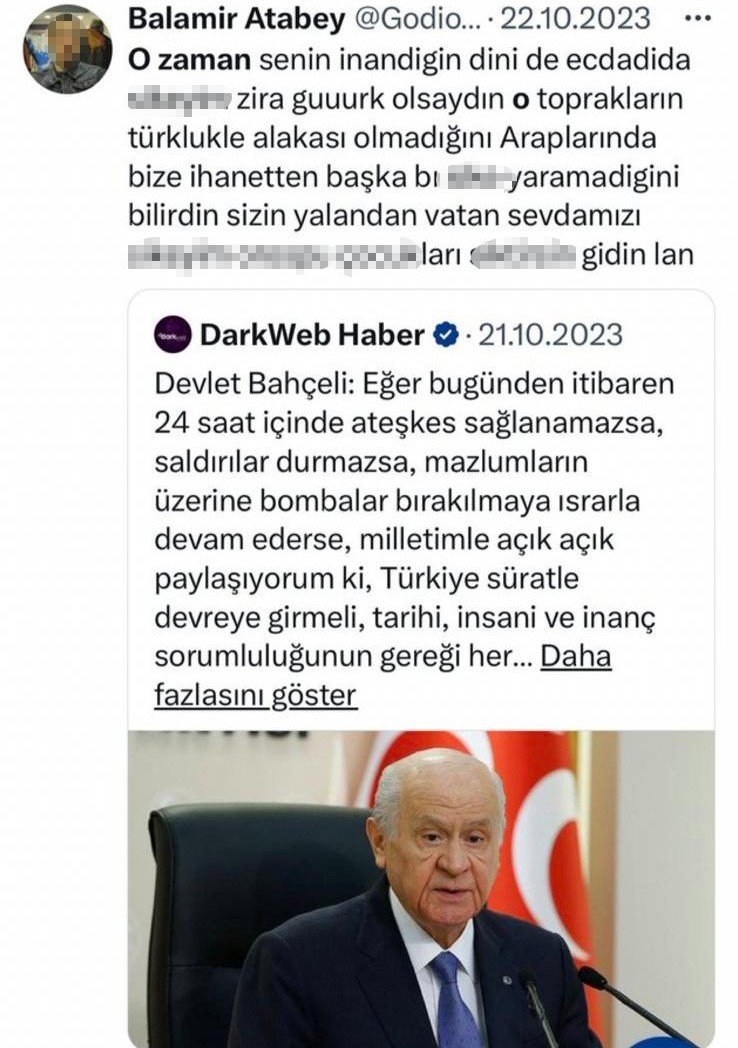 Filistinli bebeklere ve Cumhurbaşkanı’na hakaretten gözaltına alınan şahıs adliyeye sevk edildi