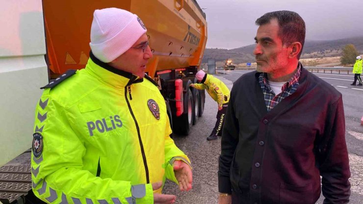 Yozgat’ta ticari araçlara yönelik kış lastiği denetimi yapıldı