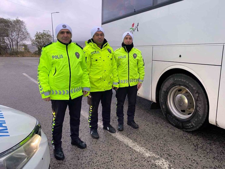 Yozgat’ta ticari araçlara yönelik kış lastiği denetimi yapıldı
